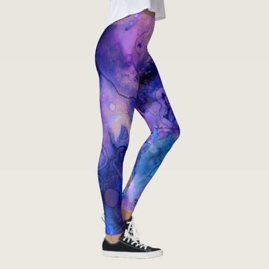 Bohemische Lila Spritzer Leggings (Rechts)