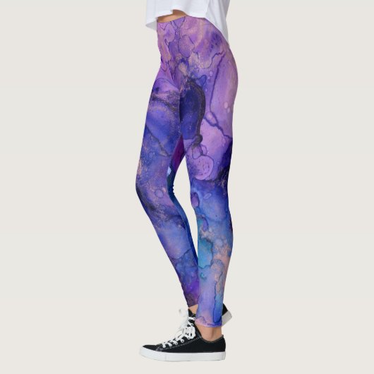 Bohemische Lila Spritzer Leggings (Links)