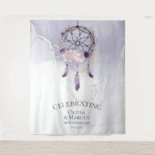 Bohemische Lila Wasserfarbe Traumsammelband Wandteppich (Vorderseite)