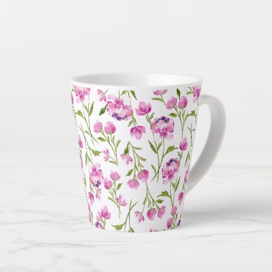Bohemische lockere Blume Rosa und Grün Milchtasse (Rechte Ecke)