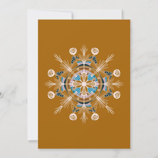 Bohemische Mandala Mustard Boho Wedding Einladung (Rückseite)