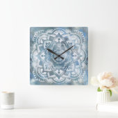 Bohemische Mandala-Wanduhr Quadratische Wanduhr (Zuhause)