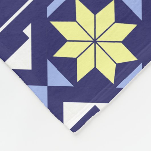 Bohemische marokkanische gelbe Blumen Blaues Muste Fleecedecke (Ecke)