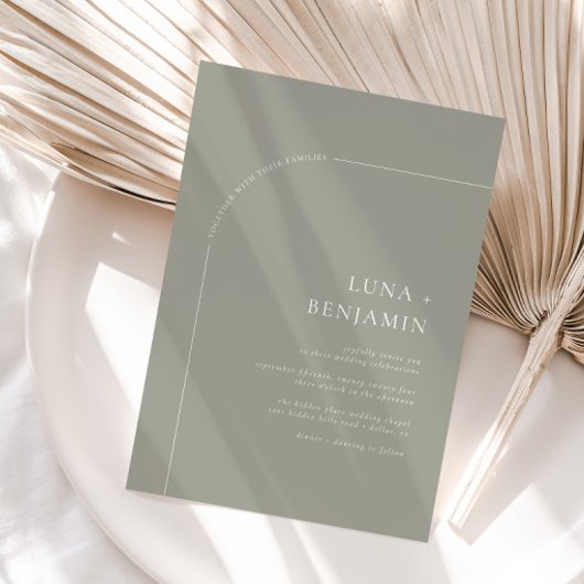 Bohemische Minimalistische Hochzeit Einladung