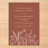 Bohemische Minimalistische Terracotta-Hochzeit Acryleinladungen (Vorderseite)