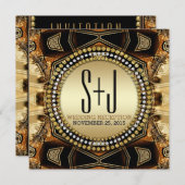 Bohemische Mittelalterliche Gold Satin Hochzeit Einladung (Vorne/Hinten)