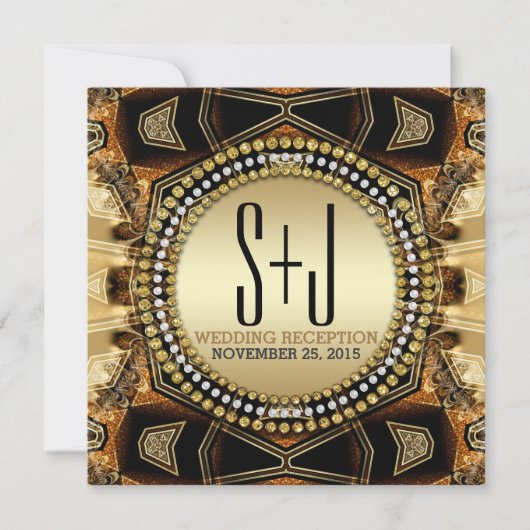 Bohemische Mittelalterliche Gold Satin Hochzeit Einladung (Vorderseite)