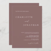 Bohemische moderne dunkle Lila Mauve-Hochzeit Einladung (Vorne/Hinten)