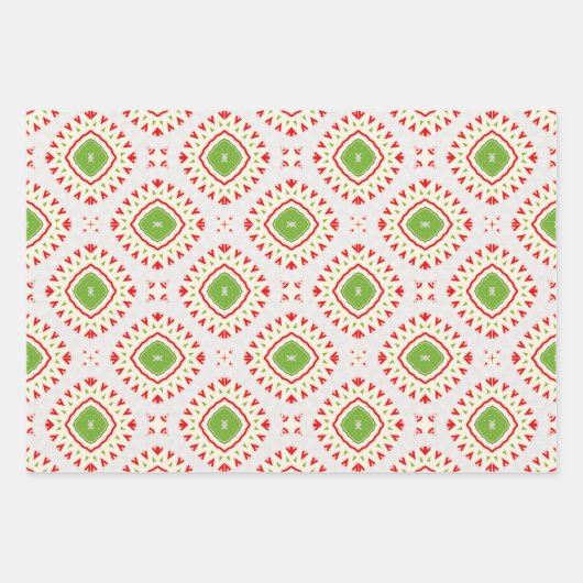 Bohemische Mosaikmuster aus Weißgrün Geschenkpapier Set (Vorderseite 3)