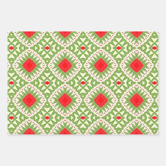 Bohemische Mosaikmuster aus Weißgrün Geschenkpapier Set (Vorderseite)