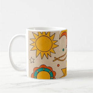 Bohemische Muster Handgezeichnet Sonnen, Monde Kaffeetasse