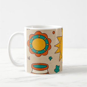 Bohemische Muster Handgezeichnet Sonnen, Monde Kaffeetasse