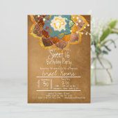 Bohemische Nächte mit Lotus Mandala | Blau Lila Einladung (Stehend Vorderseite)