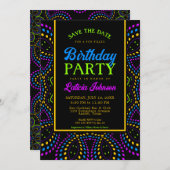 Bohemische Neonächte Geburtstagsparty Einladung (Vorne/Hinten)