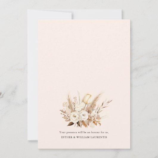 Bohemische neutrale Pampas Grass Taufe Christening Einladung (Rückseite)