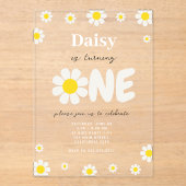 Bohemische Niedliche Blume Moderne Daisy 1. Geburt Acryleinladungen (Vorderseite)