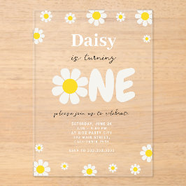 Bohemische Niedliche Blume Moderne Daisy 1. Geburt Acryleinladungen