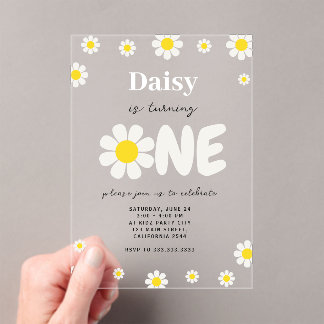 Bohemische Niedliche Moderne Daisy Blume 1. Geburt Acryleinladungen