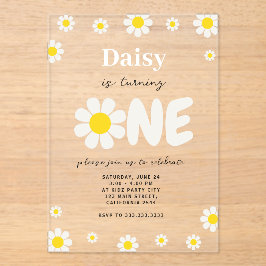 Bohemische Niedliche Moderne Daisy Blume 1. Geburt Acryleinladungen