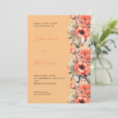 Bohemische Orange Floral Fall Orange Hochzeit Einladung (Stehend Vorderseite)