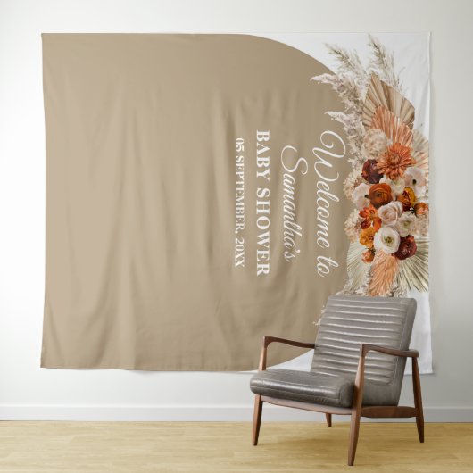 Bohemische, orangefarbene Bordeaux-Babydusche Wandteppich (Beispiel (Horizontal))