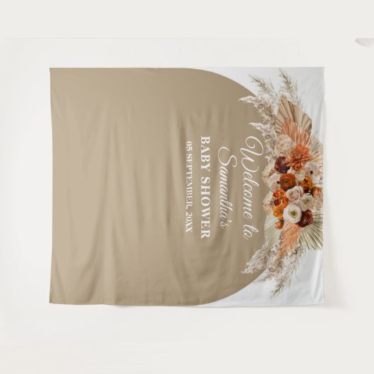 Bohemische, orangefarbene Bordeaux-Babydusche Wandteppich (Vorderseite (Horizontal))