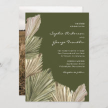 Bohemische Palm Blätter Hochzeit Einladung mit Fot