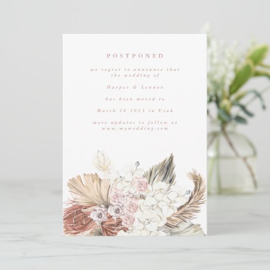 Bohemische Pampas Datum Änderung Save The Date (Stehend Vorderseite)