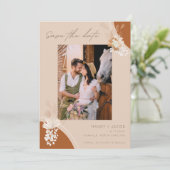 Bohemische Pampas Foto Rust Wedding Save The Date (Stehend Vorderseite)