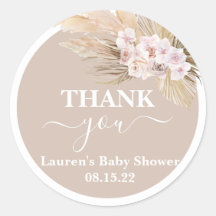 Bohemische Pampas Grass Baby Dusche Rundaufkleber