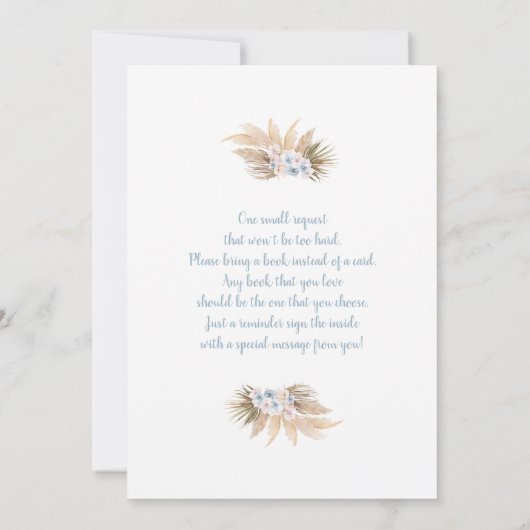 Bohemische Pampas Grass Baby Shower Boy Einladung (Rückseite)