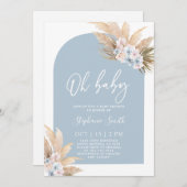 Bohemische Pampas Grass Baby Shower Boy Einladung (Vorne/Hinten)