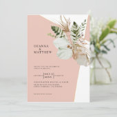 Bohemische Pampas Grass Boho Botanische Hochzeit Einladung (Stehend Vorderseite)