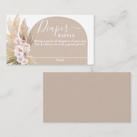 Bohemische Pampas Grass Diaper Raffekarte Begleitkarte (Vorne/Hinten)