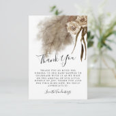 Bohemische Pampas Grass Floral Fall Baby Dusche Dankeskarte (Stehend Vorderseite)