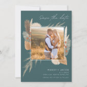 Bohemische Pampas Grass Foto Hochzeit Save The Date (Vorderseite)