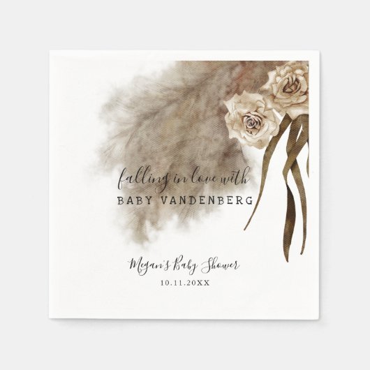 Bohemische Pampas Grass Greenerity Baby Dusche Serviette (Vorderseite)