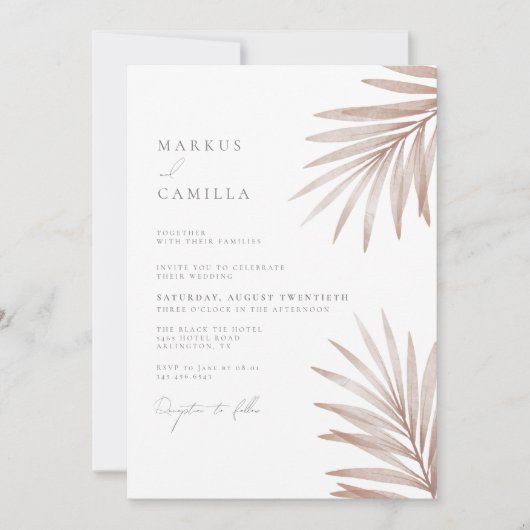 Bohemische Pampas-Grass-Hochzeit Einladung (Vorderseite)