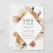 Bohemische Pampas Grass Save the Date Einladung (Vorderseite)