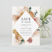 Bohemische Pampas Grass Save the Date Einladung (Stehend Vorderseite)