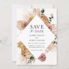 Bohemische Pampas Grass Save the Date Einladung