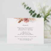 Bohemische Pampas Grass Wedding Details Card Einladung (Stehend Vorderseite)