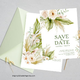Bohemische Pampas-Grasshochzeit Save The Date