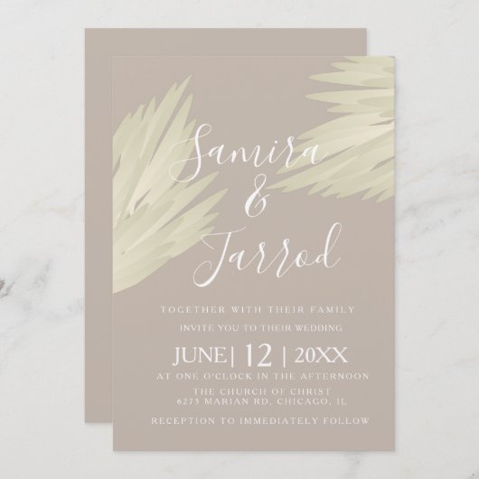 Bohemische Pampas-Hochzeit Einladung (Vorne/Hinten)