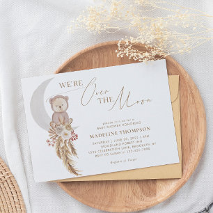 Bohemische Pampas über der Mond Bear Babydusche Einladung