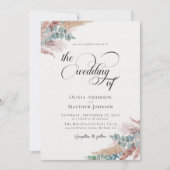 Bohemische Pampasgras auf einer Hochzeit Einladung (Vorderseite)