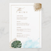 Bohemische Pampasgras und tropische Palmen Blätter Menükarte (Vorderseite)