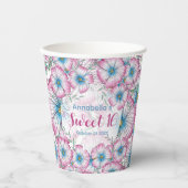 Bohemische Pastel Floral Pink Blue Sweet 16 Pappbecher (Vorderseite)