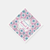 Bohemische Pastel Floral Pink Blue Sweet 16 Serviette (Ecke)