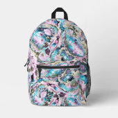 Bohemische Pastell Fraktal Marmor Abstrakt Bedruckter Rucksack (Vorderseite)